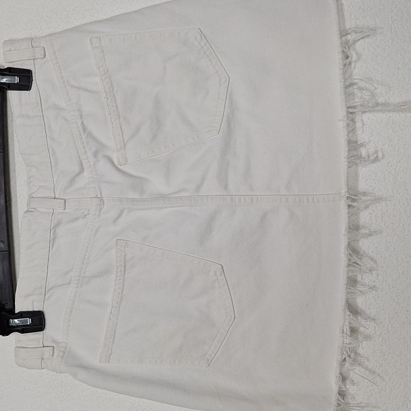 Zara White Bohemian Streetwear Distressed Grunge Fringe Denim Mini Skirt Size XL - Picture 8 of 13